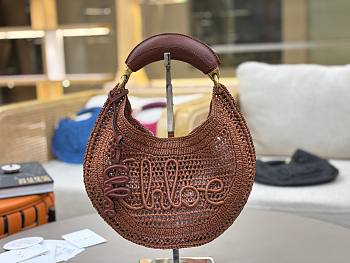 Chloe Summer Banana Hobo Bag in Raffia Brown - 36x21.5x2cm