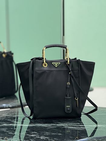 Prada Medium Re-nylon And Leather Tote Bag 1BG578 Black - 28.5x23x15cm
