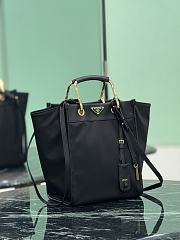 Prada Medium Re-nylon And Leather Tote Bag 1BG578 Black - 28.5x23x15cm - 3
