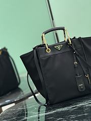 Prada Medium Re-nylon And Leather Tote Bag 1BG578 Black - 28.5x23x15cm - 6
