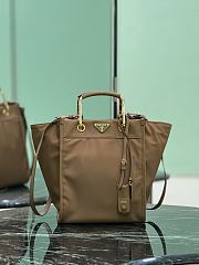 Prada Medium Re-nylon And Leather Tote Bag 1BG578 Brown - 28.5x23x15cm - 2