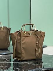 Prada Medium Re-nylon And Leather Tote Bag 1BG578 Brown - 28.5x23x15cm - 4