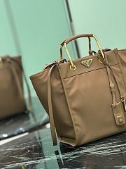 Prada Medium Re-nylon And Leather Tote Bag 1BG578 Brown - 28.5x23x15cm - 6