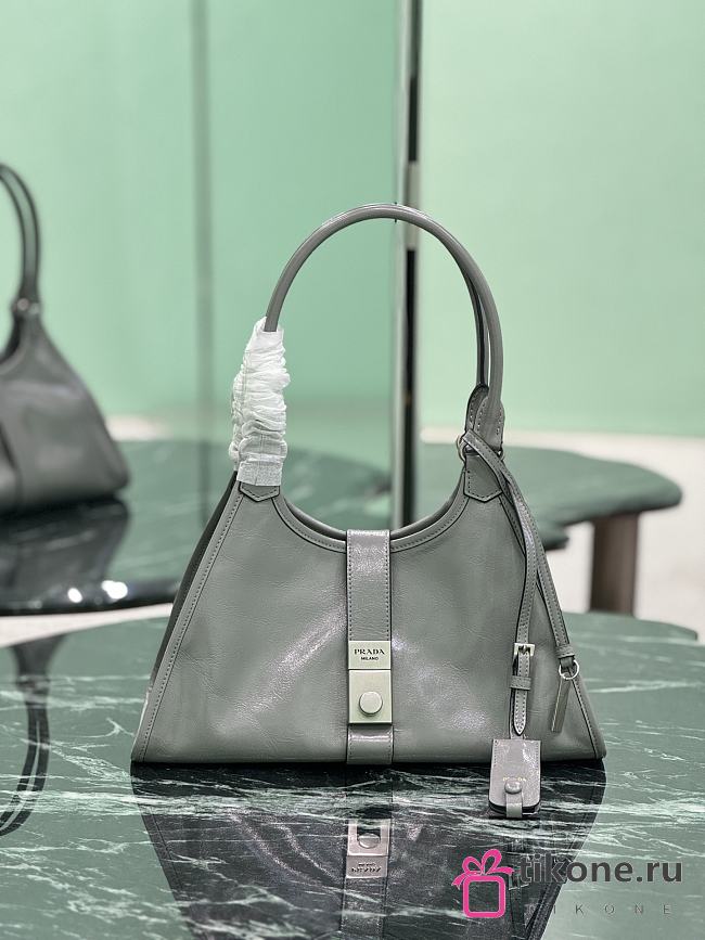 Prada Medium Leather Tote Bag Gray 1BG563 - 32x21x15cm - 1