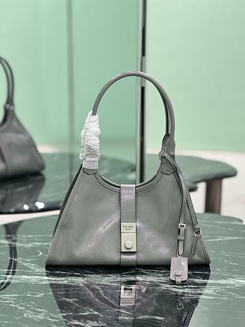 Prada Medium Leather Tote Bag Gray 1BG563 - 32x21x15cm