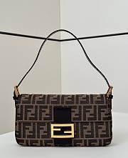 Fendi Baguette Brown FF Jacquard Fabric Bag Gold Hardware - 27x15x6cm - 5