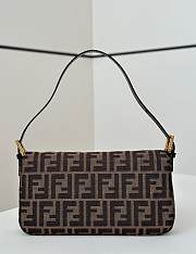 Fendi Baguette Brown FF Jacquard Fabric Bag Gold Hardware - 27x15x6cm - 6