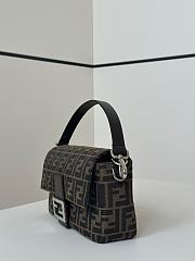 Fendi Baguette Brown FF Jacquard Fabric Bag Silver Hardware - 27x15x6cm - 3