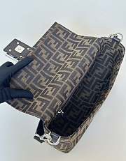 Fendi Baguette Brown FF Jacquard Fabric Bag Silver Hardware - 27x15x6cm - 6