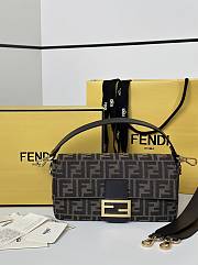 Fendi Baguette Brown FF Jacquard Fabric Bag Gold Hardware - 27x15x6cm - 1