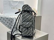 Dior Hit the Road Backpack with Flap Beige and Black Dior Oblique Jacquard with Black Grained Calfskin - 43x33x16cm - 2