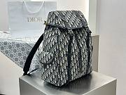 Dior Hit the Road Backpack with Flap Beige and Black Dior Oblique Jacquard with Black Grained Calfskin - 43x33x16cm - 5