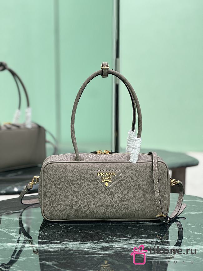 Prada Medium Leather Top Handle Bag 1BB126 Gray - 28x13x8cm - 1