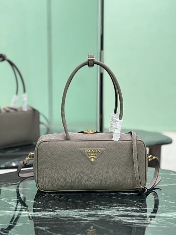 Prada Medium Leather Top Handle Bag 1BB126 Gray - 28x13x8cm