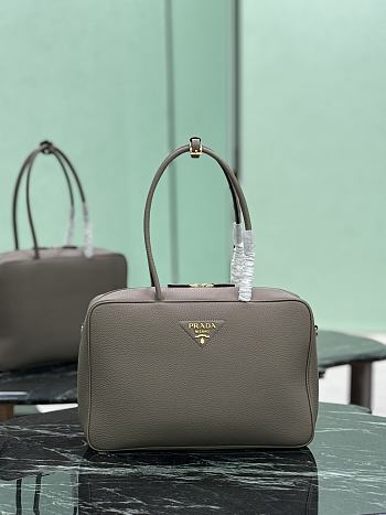 Prada Large Leather Top Handle Bag 1BB128 Gray - 34×23×10cm
