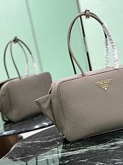 Prada Large Leather Top Handle Bag 1BB128 Gray - 34×23×10cm - 5