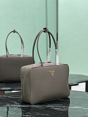 Prada Large Leather Top Handle Bag 1BB128 Gray - 34×23×10cm - 4