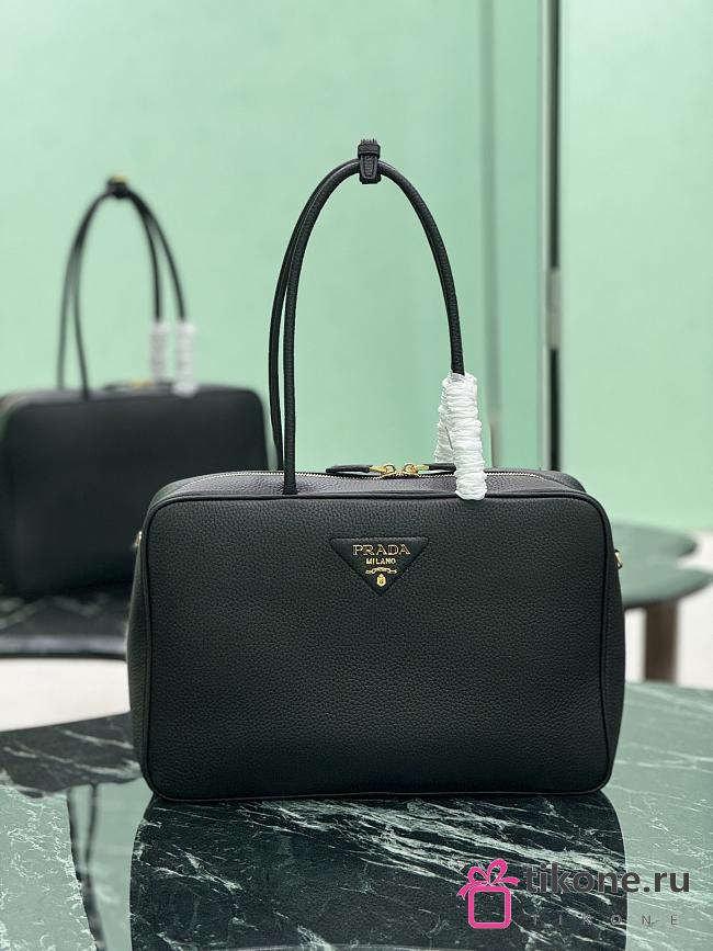 Prada Large Leather Top Handle Bag 1BB128 Black - 34×23×10cm - 1