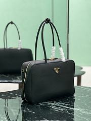 Prada Large Leather Top Handle Bag 1BB128 Black - 34×23×10cm - 2