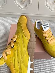 Miumiu Tyre Technical Fabric and Suede Sneakers Yellow - 6