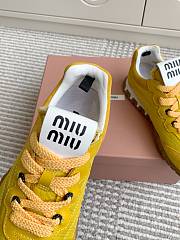 Miumiu Tyre Technical Fabric and Suede Sneakers Yellow - 4