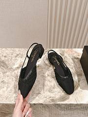 Chanel Slingbacks Embroidery Grosgrain Black 2cm - 1