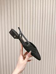 Chanel Slingbacks Embroidery Grosgrain Black 2cm - 2