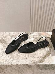 Chanel Slingbacks Embroidery Grosgrain Black 2cm - 4