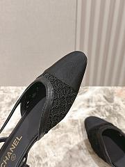 Chanel Slingbacks Embroidery Grosgrain Black 2cm - 5