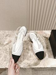 Chanel Slingbacks Embroidery Grosgrain White 2cm - 1