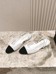 Chanel Slingbacks Embroidery Grosgrain White 2cm - 5