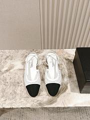 Chanel Slingbacks Embroidery Grosgrain White 2cm - 2