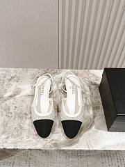 Chanel Slingbacks Embroidery Grosgrain Ivory 2cm - 2