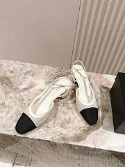 Chanel Slingbacks Embroidery Grosgrain Ivory 6.5cm - 6