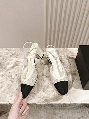 Chanel Slingbacks Embroidery Grosgrain Ivory 6.5cm - 5
