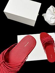 The Row Sara Slide Sandal Red in Elastic and Leather - 6