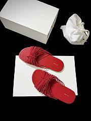 The Row Sara Slide Sandal Red in Elastic and Leather - 5