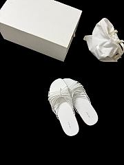 The Row Sara Slide Sandal White in Elastic and Leather - 6