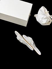 The Row Sara Slide Sandal White in Elastic and Leather - 4