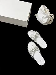 The Row Sara Slide Sandal White in Elastic and Leather - 3