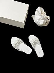 The Row Sara Slide Sandal White in Elastic and Leather - 2