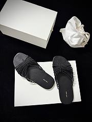 The Row Sara Slide Sandal Black in Elastic and Leather - 1
