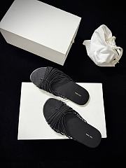 The Row Sara Slide Sandal Black in Elastic and Leather - 5
