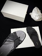 The Row Sara Slide Sandal Black in Elastic and Leather - 4