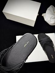 The Row Sara Slide Sandal Black in Elastic and Leather - 3