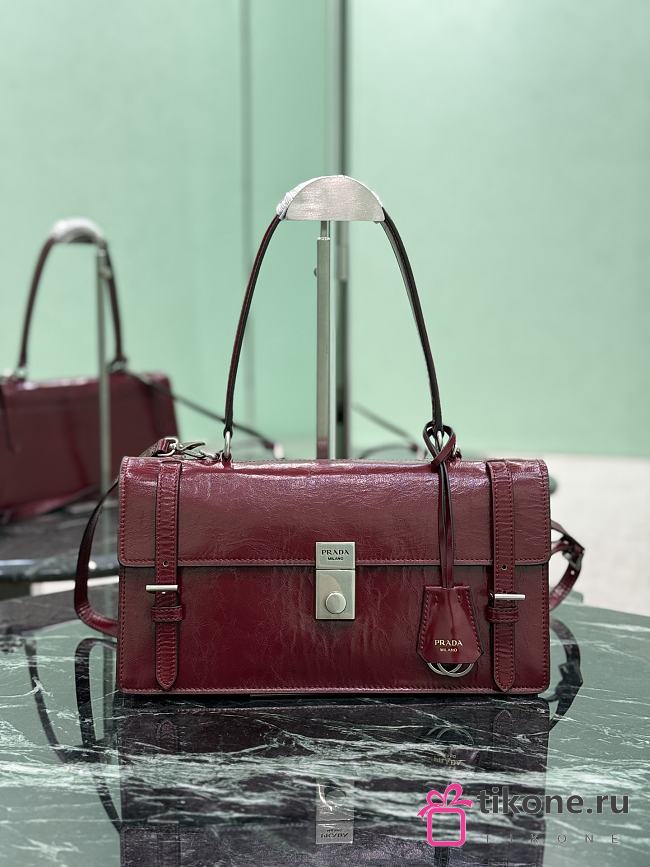 Prada Medium Leather Handbag 1BN026 Red - 32x16.5x10cm - 1