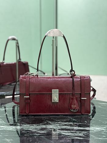 Prada Medium Leather Handbag 1BN026 Red - 32x16.5x10cm