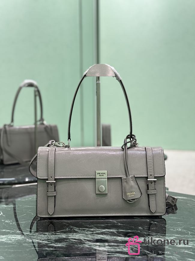 Prada Medium Leather Handbag 1BN026 Gray - 32x16.5x10cm - 1