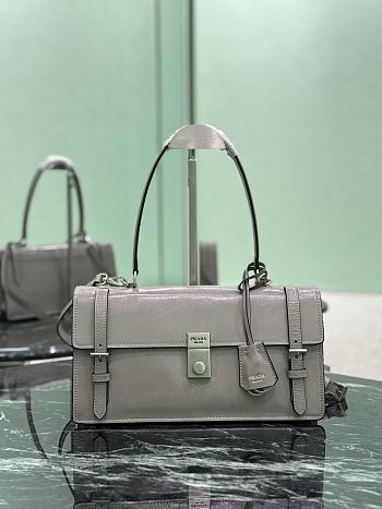 Prada Medium Leather Handbag 1BN026 Gray - 32x16.5x10cm