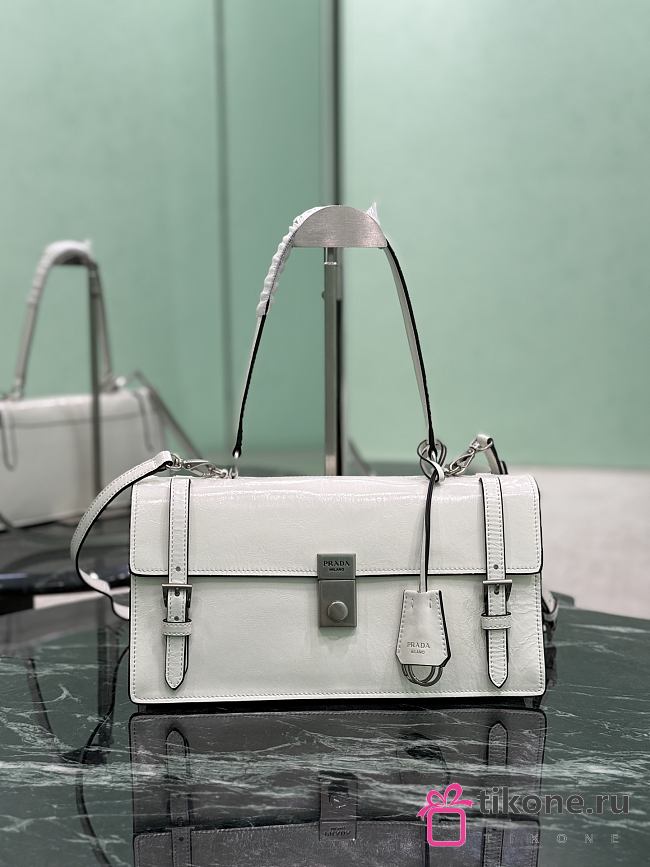 Prada Medium Leather Handbag 1BN026 White - 32x16.5x10cm - 1